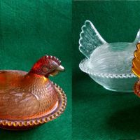 Стъклена Кокошка върху гнездо, снимка 4 - Антикварни и старинни предмети - 45284739