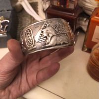 Уникална ,рядка сребърна гривна ковано сребро Египет , снимка 3 - Гривни - 45150381