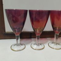 Стари соц чаши за ракия от цветно стъкло,  тънкостенни , снимка 4 - Чаши - 45405362