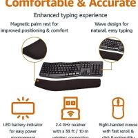Нова Комфортна Клавиатура и Мишка Amazon Basics - Ергономична, Безжична до 10м, снимка 3 - Клавиатури и мишки - 45466757