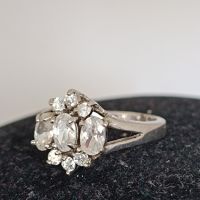 Красив сребърен пръстен Цвете маркиран с циркони, снимка 2 - Пръстени - 45860902