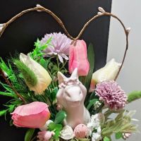 Великденска украса с порцеланово зайче, снимка 1 - Декорация за дома - 45199032