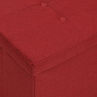 Сгъваема пейка за съхранение, виненочервена, изкуствен лен, снимка 4 - Дивани и мека мебел - 45407889