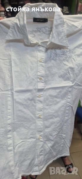 Продавам интересна бяла мъжка риза дълъг ръкав., снимка 1