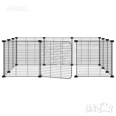 vidaXL Клетка за животни с врата, 12 панела, черна, 35x35 см, стомана(SKU:171626), снимка 1