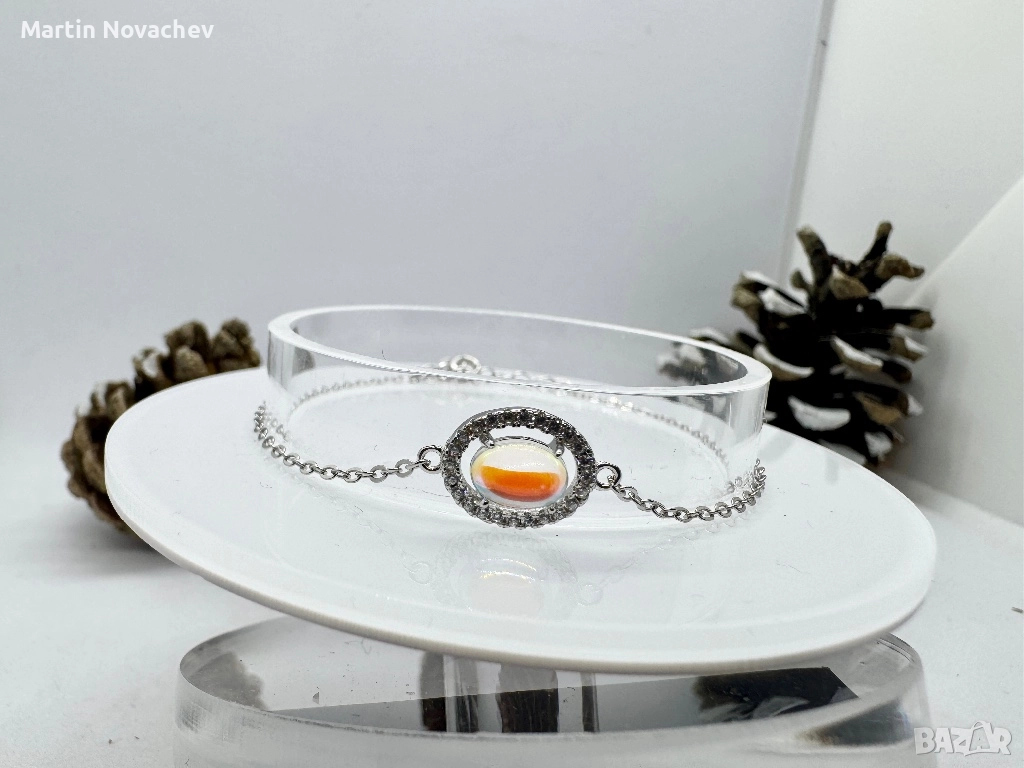 Сребърна гривна с лунен камък , снимка 1