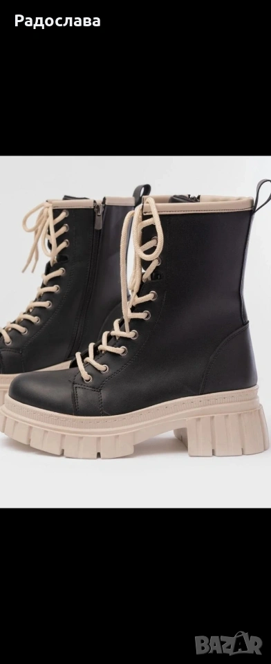 Ежедневни дамски ботуши с дебела подметка и цип , снимка 1