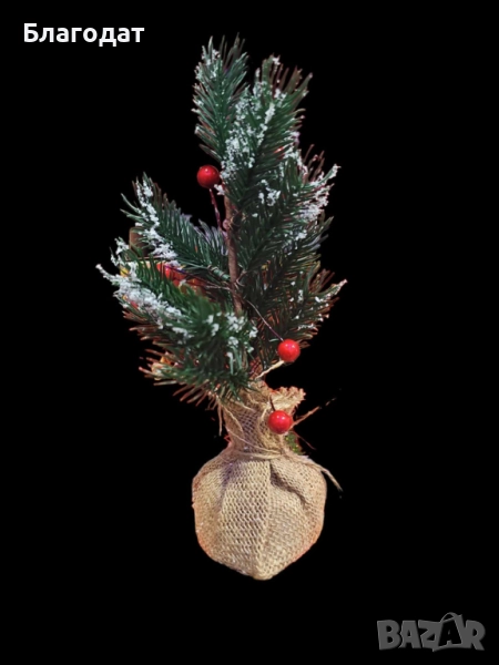 Изкуствена коледна декорация с елхови заскрежени клонки Elegant Flora в зебло/ 25см, снимка 1