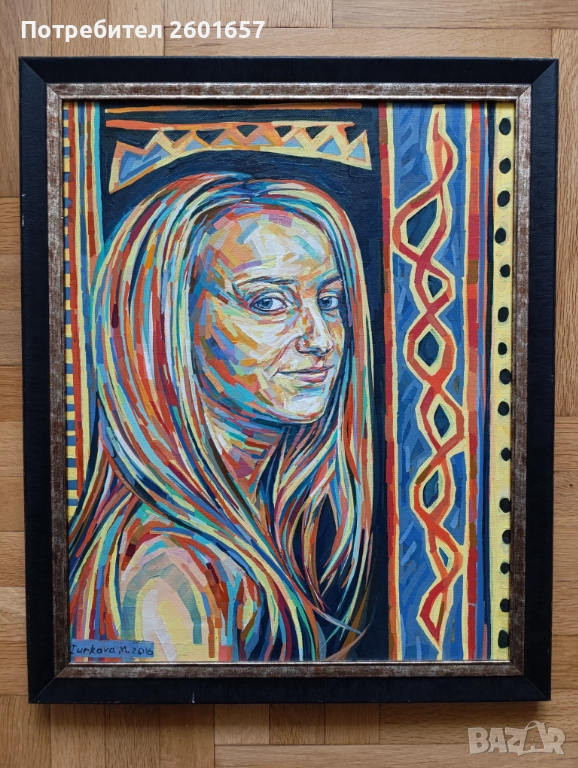 Мария Юркова, женски портрет маслени бои., снимка 1