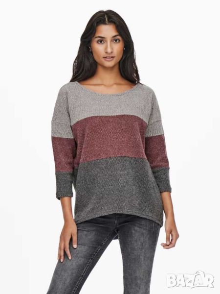 Дамски пуловер с 3/4 ръкав Alba Only, 95% полиестер, 5% еластан, L, снимка 1