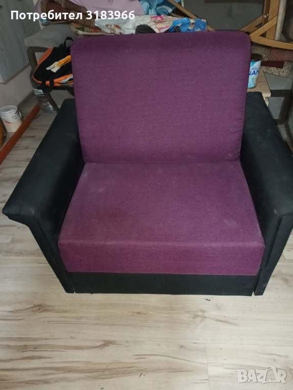 Разтегателен фотьойл легло в лилав цвят чисто нов, снимка 1