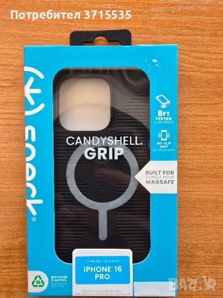 Калъф Speck Candyshell Grip с MagSafe за IPHONE 16 PRO , Черен, снимка 1