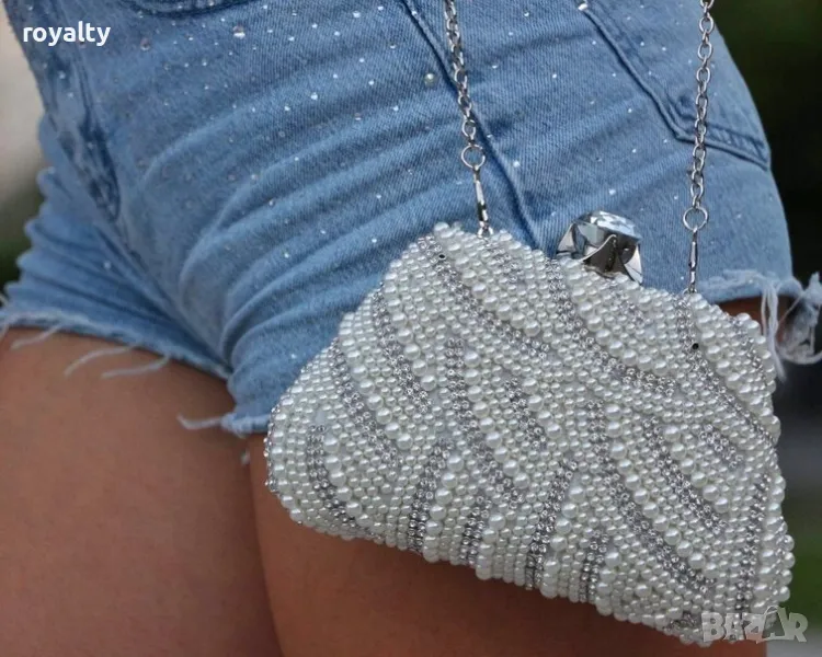 Дамска чанта - сребристо и бяло, снимка 1