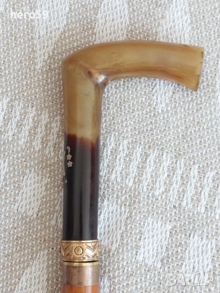 Много рядък бастун с тристранно острие с клеймо"Толедо"дръжка от рог, снимка 1