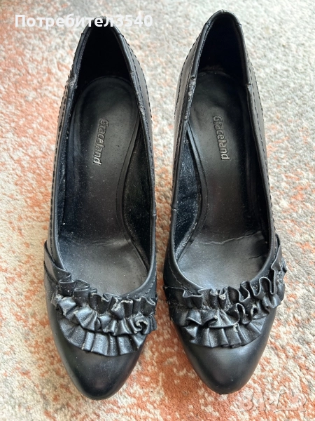 Дамски черни обувки на ток, снимка 1