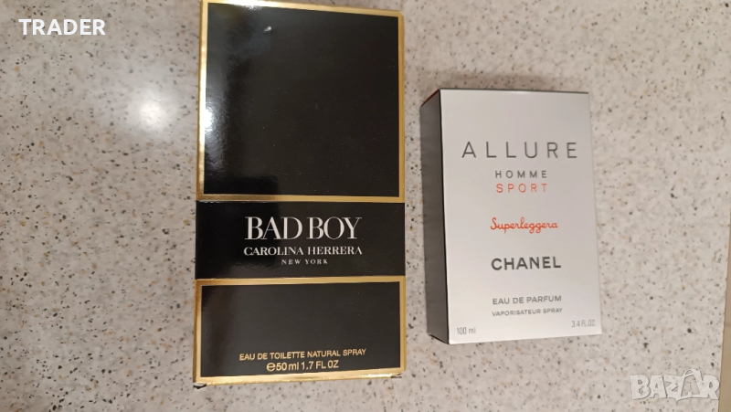 ALLURE HOMME SPORT EAU DE TOILETTE- 100 ml кутия парфюм тоалетна вода Кутия от парфюм CAROLINA HERRE, снимка 1