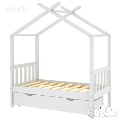 vidaXL Рамка за детско легло с чекмедже, бяла, бор масив, 70x140 см(SKU:322148, снимка 1