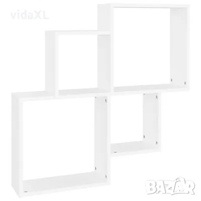 vidaXL Стенен кубичен рафт, бял, 80x15x78,5 см, инженерно дърво(SKU:807259), снимка 1