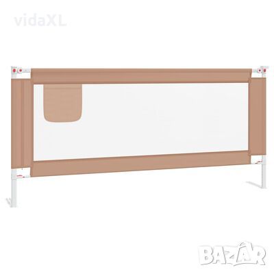 vidaXL Ограничител за бебешко легло, таупе, 200x25 см, плат, снимка 1