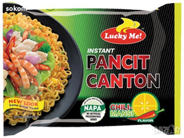 Pancit Canton Instant Noodles Chili-Mansi / Инстантни Нудъли с вкус на чили и аромат на цитруси 60гр, снимка 1