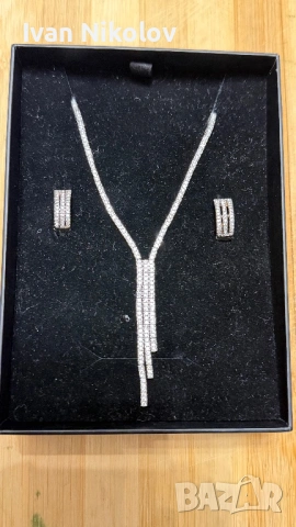 Дамско сребърно колие с обеци НОВО!