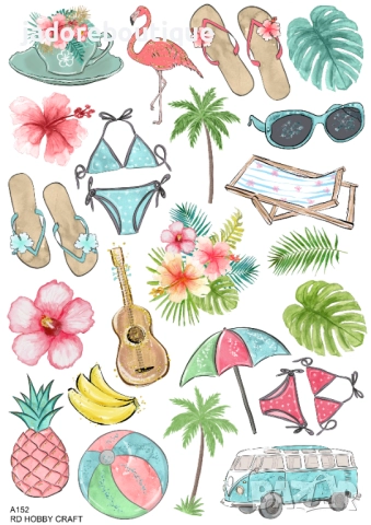 Скрапбук стикери за декорация планер лято ваканция summer самозалепващ лист А5 - различни видове, снимка 8 - Други - 37331557