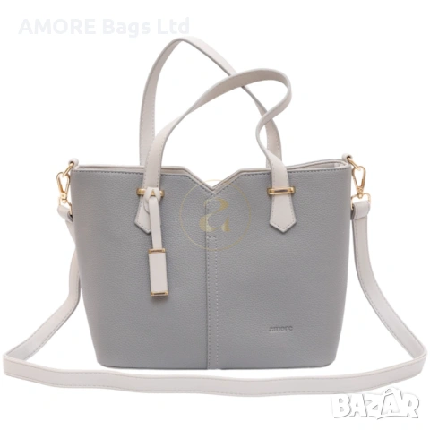 Класическа дамска чанта AMORE Aurora - Grey, снимка 3 - Чанти - 53585127