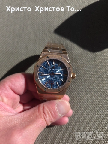 Януари промоция! Мъжки механичен часовник Audemars Piguet 41mm rose gold royal oak blue dial , снимка 6 - Мъжки - 53091876