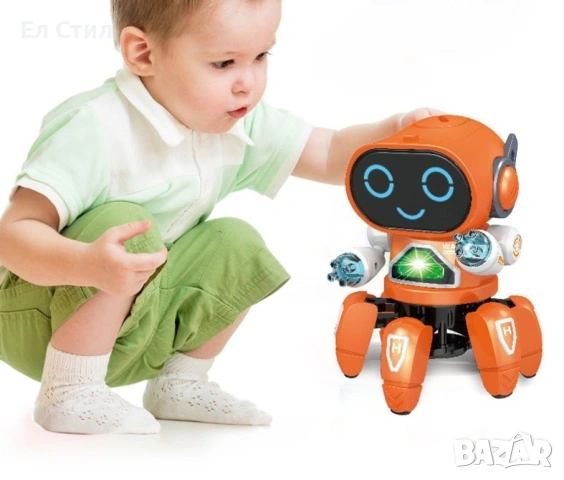 Танцуващ мини робот с LED светлини и 360 градуса ротация. Екологична пластмаса., снимка 14 - Електрически играчки - 53567194