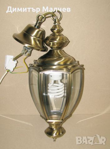 Висяща лампа полилей тип фенер 'бронз' кристални стъкла, отличен, снимка 4 - Лампи за таван - 46350434