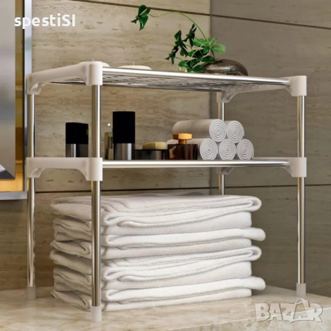 Етажерка за микровълнова на две нива, бяла - КОД 4962, снимка 5 - Аксесоари за кухня - 54152425