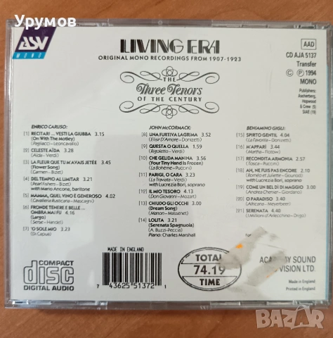 CD Enrico Caruso, John McCormack, Beniamino Gigli ‎– The Three Tenors Of The Century, снимка 2 - CD дискове - 53308421