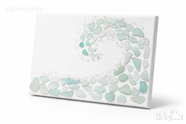 Бутикова ръчно изработена картина „Стъклена вълна“ – арт декор със стъкло , снимка 4 - Картини - 53934945