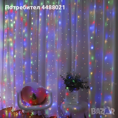 Коледни лампички с 300Led лампи 3 метра на 3 метра с дистанционно., снимка 2 - Лед осветление - 53826552