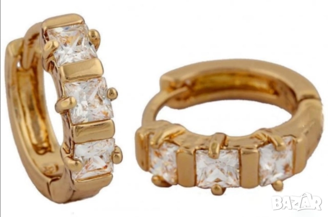 Фини обеци с 3 цирконии от 9к попълнено злато 15 лв., снимка 3 - Обеци - 51770647