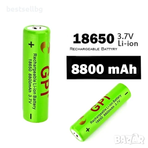 Акумулаторна батерия GPI 18650 3.7V 8800mAh за челници фенери глава прожектори лазери къмпинг лампи