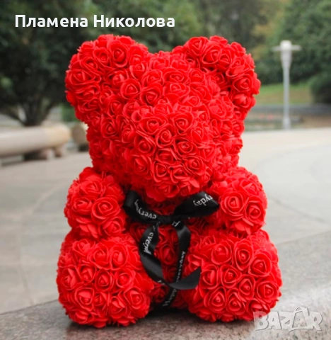 Мече изработено от рози с панделка, снимка 2 - Романтични подаръци - 53093664