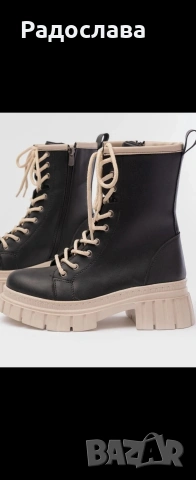 Ежедневни дамски ботуши с дебела подметка и цип 