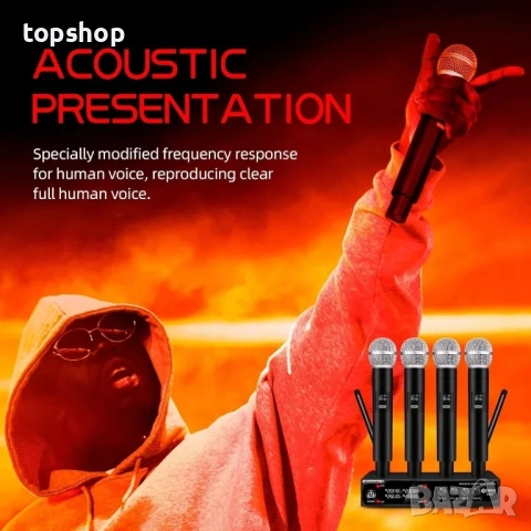 НОВА безжична микрофонна система с 4 / четири микрофона Debra Audio VM304 VHF, XLR интерфейс, снимка 2 - Микрофони - 51636440