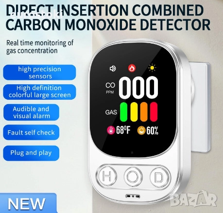 Комбиниран детектор за газ и въглероден оксид Gedsffati, детектор за газ и CO, снимка 5 - Други - 51852227