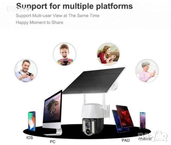 WiFi соларна камера 4G SIM карта, 8MP V380 VC3-4G, снимка 2 - HD камери - 52841937