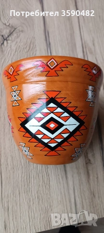 Ръчно изрисувана керамична саксия с шевици , снимка 4 - Декорация за дома - 53812545