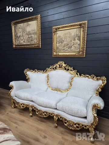 Италианска барокова холна гарнитура , снимка 2 - Дивани и мека мебел - 53698130