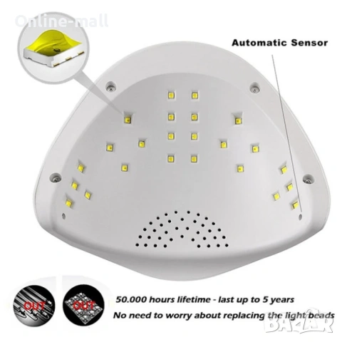 Професионална UV/LED Лампа за Маникюр SUN X 54W – Висока Мощност, Таймер и Интелигентен Сензор, снимка 11 - Продукти за маникюр - 53244429