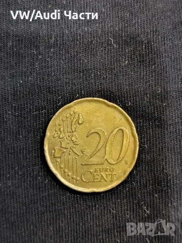 Монета 20 евро цента Италия 2005г. минт 20 Euro Cent Italy, снимка 2 - Нумизматика и бонистика - 49046802