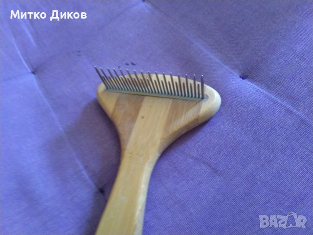 Чесалка бамбукова нова за домашен любимец с метални зъби 172х100мм и зъби 25мм, снимка 2 - За кучета - 45081948