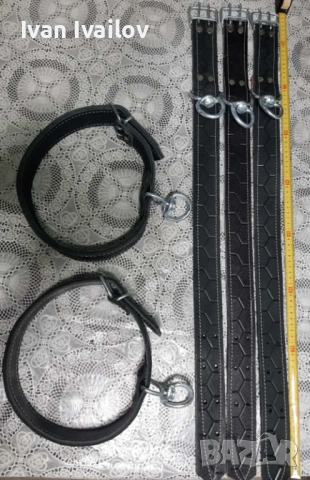 Двойно шит Ест. кожа Каишка за голямо куче , снимка 3 - За кучета - 53053678