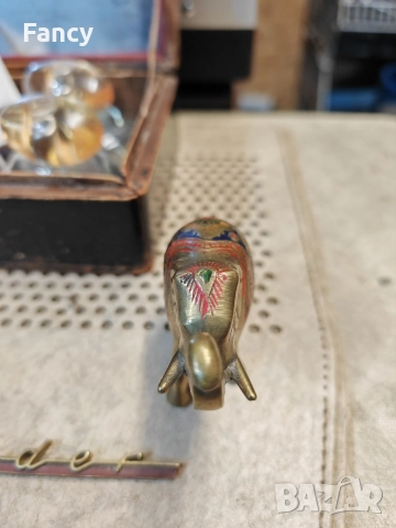 Бронзова статуетка Слон 10/7 см, снимка 4 - Антикварни и старинни предмети - 52766530