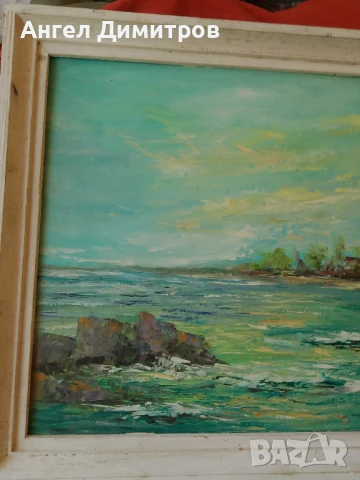 Маслена картина подписана картина , с дървената рамка , 45-35 см , кориф, снимка 9 - Картини - 50537971