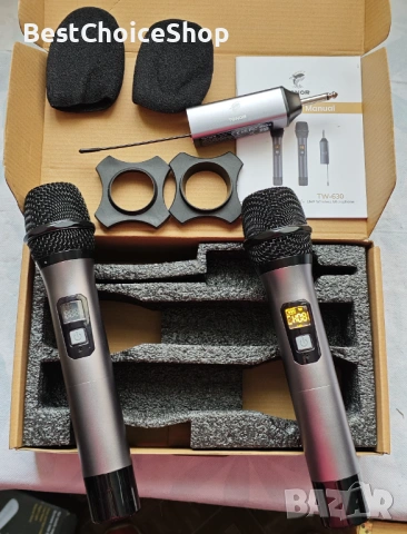 TONOR безжичен микрофон UHF двойна безжична система с акумулаторен приемник , снимка 3 - Микрофони - 53625203